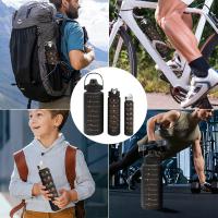 Botella Agua 1.5 Litros Plástico , Botella Agua 2.0 Litros y Agua 900ml y 300ml. Distintas Botellas de Agua Deportivas con Pajita a prueba de fugas, sin BPA, Motivacional, portátil para camping, bicicleta, escuela, coche (bta) - details 2