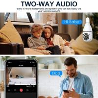 Cámara de vigilancia con bombilla 5G, visión nocturna a todo Color, seguimiento humano automático, Zoom, Monitor de seguridad interior, cámara Wifi - details 4
