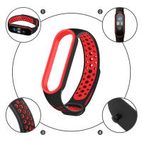 Correas de silicona deportiva para Xiaomi Mi Band 5 Mi Band 6 pulseras porosas ajustables con cierre de botón y tejido impermeable - details 1