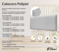 DHOME Cabecero de Polipiel o Tela AQUALINE Liso Cabeceros Cabezal Tapizado Cama Lujo (Gris Claro Polipiel) - details 1