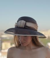 Sombrero mujer elegante, pamela en tonos tierra - details 0