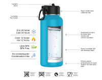 Botella de Acero Inoxidable 1 Litro o 1.2 Litro  Deportiva con Pajita (10 Colores) - Botella de Agua Térmica Reutilizable  Sin BPA  Mantiene 24H Frio / 12H Calor  Termo y Hermética - Doble Pared a Prueba de Fugas termo (XG1000 1199) - details 0