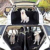COTTECOTA-Cubre Asientos de Coche para Perros 133x140cm Funda para Mascotas, Estilo Hamaca– Resistente al Agua y Hamaca Convertible con Solapas Laterales Extras, Funda de Asiento Trasero Antideslizante Funda para Maletero de Coche Cinturon perro(4001 - details 2