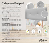 DHOME Cabecero de Polipiel o Tela AQUALINE Pro cabeceros Cabezal tapizado Cama Lujo (Gris Claro Polipiel) - details 7