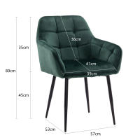 ALLINLIFE Juego de 2 、4 Sillón de terciopelo, con respaldo, patas de metal, adecuado para silla de sala de estar, comedor, dormitorio, 2/4 piezas soporte de carga 150KG（Verde oscuro） - details 2
