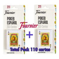 Fournier Pack 2 barajas poker español de 55 cartas Total 110 cartas Juego mesa Jugar Rabino Ramundino Canasta Remigio Familia Adultos Camping Piscina Playa En blister Reverso rojo o azul Calidad media Casino Divertido Diversión 3 monos o jokers Bufón - details 0