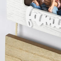 ZEP Marco de madera blanca y natural, marco de pared multifoto con cuerda vista para 3 fotos, con escritura en relieve, adecuado como regalo, ideal para celebrar aniversarios o cumpleaños, para el hogar y la oficina. - details 1