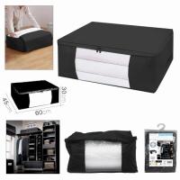 STARLEY-Pack 3 Guarda Todo para Mantas y Ropa, Antihongos, de Material Transpirable; Organizadores para el Hogar para Arreglar tus Armarios, Crea un espacio de almacenamiento Extra, Ecológico, con Ventana Transparente,COLOR NEGRO - details 1