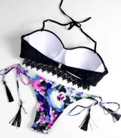 Bikini push up de mujer con puntilla, braguita estampada - details 2