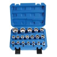 JUEGO 19 VASOS USO UNIVERSAL HEXAGONAL,12 CARAS,TORX HEMBRA,METRICAS Y PULGADAS - details 0