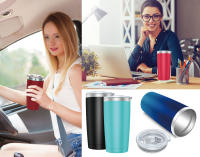 Taza Termo Café 600ml (10 Colores) y Te para Llevar en Mano o en Coche - Taza Térmica de Acero Inoxidable con Tapa Botella, Vaso (QC600 BOTELLA 1099) - details 2