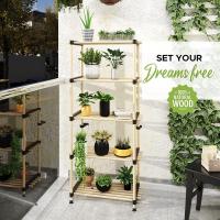 STARLEY-Organizador de estantes de almacenamiento de madera, fácil de instalar, estante de pie de baño, ligero, sin tornillos. 2, 3 ,4 y 5 niveles, unidades ajustables, unidad de estantería de pino de alta calidad - details 5