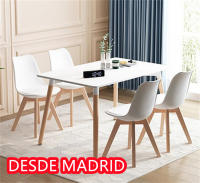 Juego de 6 sillas tulipán con patas de madera, mueble estilo nórdico medieval, con asiento acolchado de cuero sintético, para escritorio, comedor, dormitorio, balcón o restaurante BAR hosteleria, OFICINA Mesa de comedor nórdica cocina - details 7