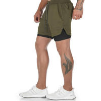 Pantalones cortos hombre con forro interior + toalla para gym secado rápido del sudor pantalón con bolsillo para móvil y toalla de chándal microfibras para deporte gimnasio entrenamiento fitness crossfit tejido suave y ligero - details 1
