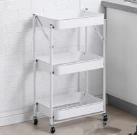 Estante de Plegable metal  almacenamiento giratorio con ruedas para frutas y verduras, estante de cocina, organizador, carrito, cesta estante muebles para el hogar muebles ruedas estante para cuarto de baño - details 2