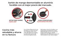 Monix IN&OUT - Sartenes antiadherentes de aluminio fundido con mango desmontable Tamaños 18 20 22 24 26 28 cm. Todas las cocinas - details 1