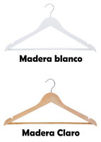 Aicasa Perchas de Madera para Trajes, Color Blanco y Madera , Hombros con Muescas, Antideslizantes para Chaquetas, Camisas, Pantalones, abrigos，Gancho Giratorio de 360°, Pack 6/12/24/48 Unidades - details 0