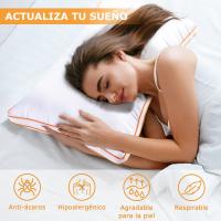 Almohada Transpirable Antialérgico para Hotel, Pack de 2 almohadas de firmeza media con fibra suave 3D + soporte de fibra 7D, almohadas suaves de fácil cuidado (42x70cm) (50x75cm) - details 2