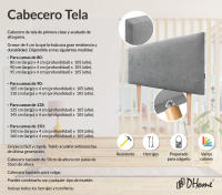 DHOME Cabecero de Polipiel o Tela AQUALINE Liso Cabeceros Cabezal Tapizado Cama Lujo (Gris Tela) - details 6