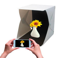 Cubo LED para fotografía profesional, fondos para hacer fotos con tu smartphone o cámara, mini estudio fotográfico para móvil con sistema plegable portátil y conexión micro USB - details 1