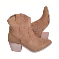 Botines de Mujer Cowboy, Estilo Campero con Tacón Medio Bajo Ancho, Marrón Camel Beige, Moda Casual Otoño Invierno - details 4