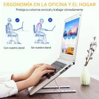 KROWN - Soporte Ordenador Portátil Aluminio Plegable, Soporte para Ordenador Portátil Mesa Altura Ajustable, Laptop Stand para PC Escritorio Compatible con Tablet MacBook Air Pro, ASUS HP Surface Lenovo 5-15,6", Color Plateado - details 1