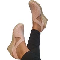 Sandalia de Mujer Cuña, Alpargata Yute Esparto, Plataforma baja, Rosa, beige, Primavera Verano 2023, Punta Redonda - details 0