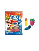 Golosinas de Vidal Megasurtido Ácido 14 bolsas de 90 g - Megasurtido ácido compuesto por fresas, dedos y pies. Todo un mix de clásicos recogidos en una única bolsa. Predominan el sabor fresa y frambuesa - Sin gluten y sin grasa - details 1