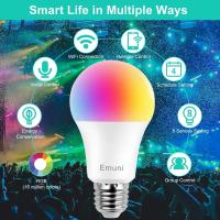 [Paquete de 2] bombilla LED de inteligencia Artificial, Compatible con Alexa, asistente de Google y tuya, WIFI, 9W E27, RGB16 millones de luces de colores y blanco 2700K, modo de iluminación regulable, hub no necesario - details 0