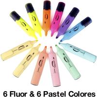 12UDS Marcador Pastel Y Fluorescente, Subrayadores Punta Biselada Estuche Marcadores Multicolor, Envío  Rápido Desde España - details 1