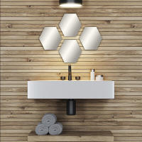TENDANCE Set de 4 Espejos Cuadrado Redondo Estrella Corazon Hexagonal Adhesivos Decoración para Pared hogar Color Plateado - details 20